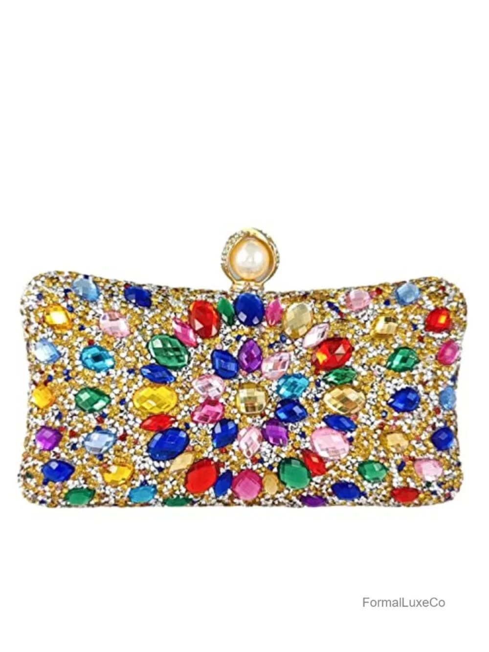 Crystal Clutch Evening Bag Rhinestone Minaudière with Chain Straps